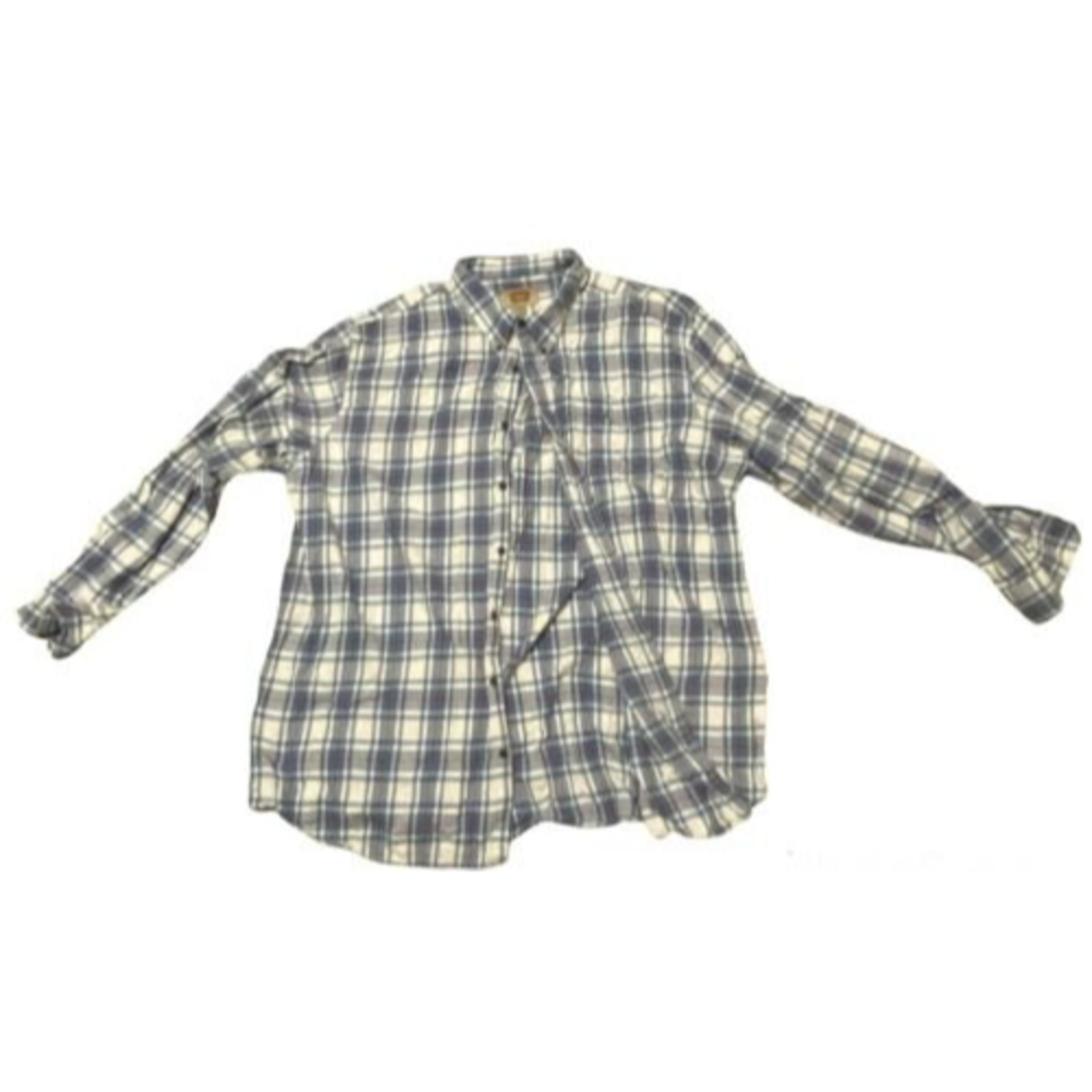 The Foundry Supply Co Men's Big & Tall 3XLT Light Blue Red Plaid Flannel Shirt